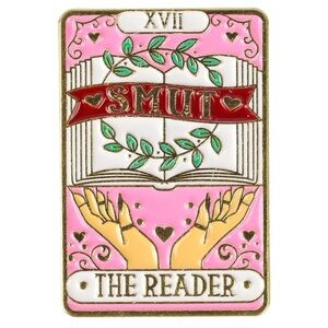 NEW Enamel Pin Smut/ The Reader Tarot Card Literature Reading Cute Pink Gold